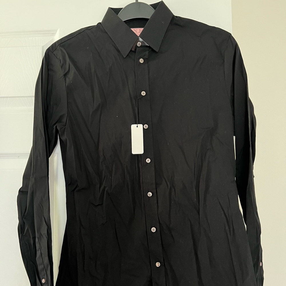 Mens Pink black dress shirt